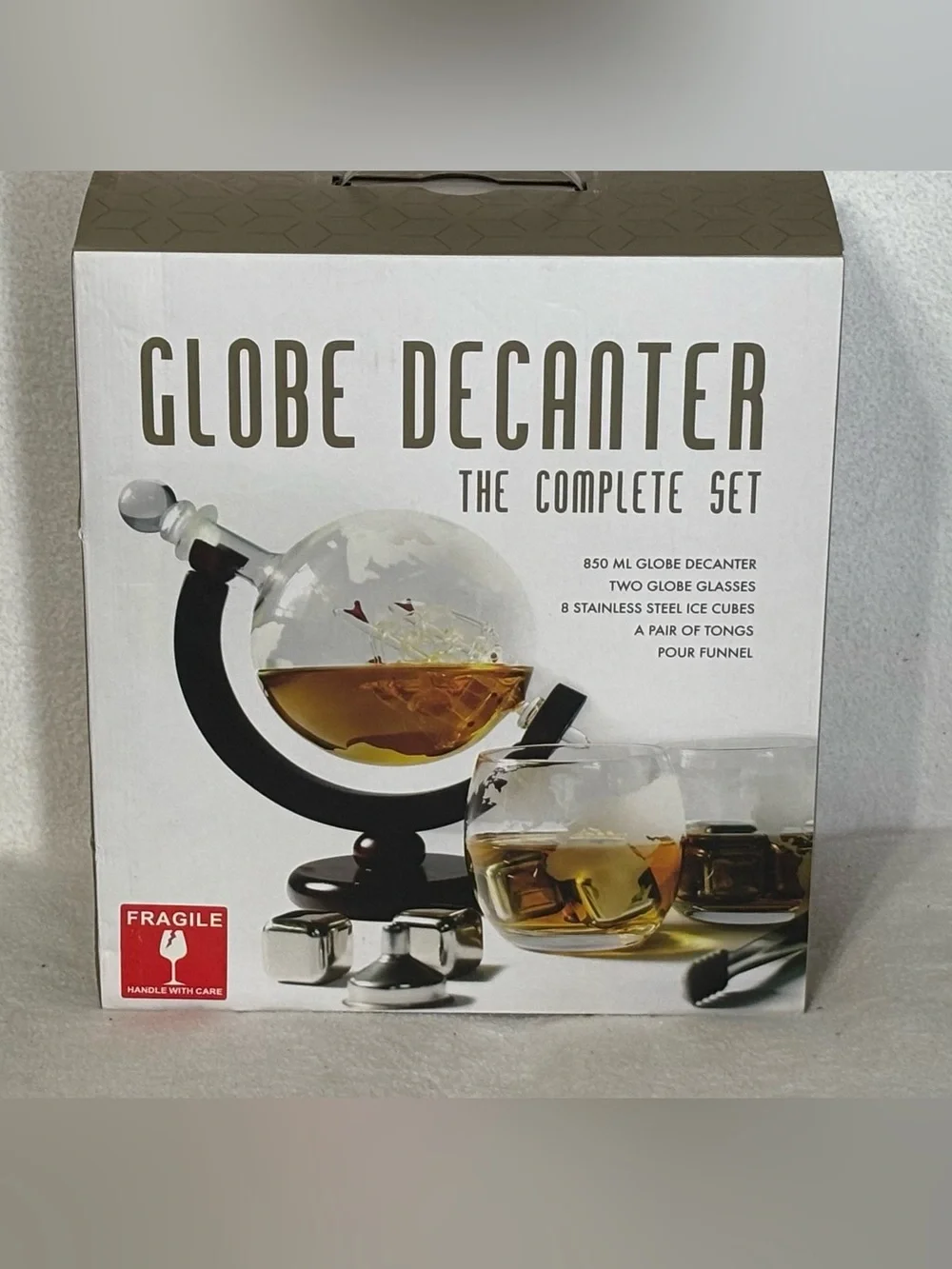 Globe Glass Globe Decanter Set with Black Stand